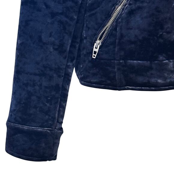BLANKNYC Moto Jacket Women L Black Crushed Velvet Biker Zip Pocket Streetwear - Picture 6 of 14